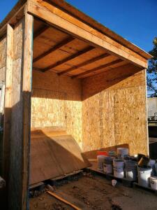 Open-Front Wooden Utility Shed, OSB Construction, Unfinished