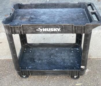 Husky 2-Shelf Utility Cart, Model 410-111-0111, 500 lb Capacity, Structural Foam, Black (Bay4)