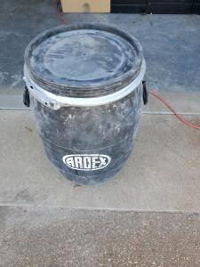 ARDEX Poly Drum with Locking Lid, 20&ndash;30 Gallon, Black, Side Handles, Heavy-Duty Plastic Barrel