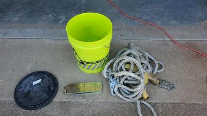 Roof Safety Kit w/ 50ft Rope Lifeline, Roof Anchor, Snap Hooks, & 5-Gallon Safety Bucket