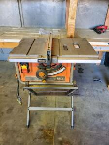 RIDGID R45171 10" Portable Table Saw, 5000 RPM, 15A, Stand, Fence, Miter Gauge, SN: GW18013D1C16120