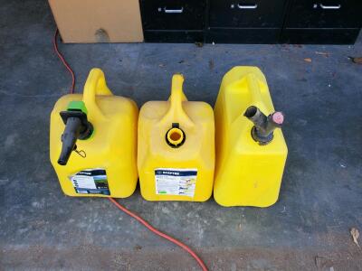 Scepter 5-Gallon Diesel Fuel Can, HDPE Plastic, Yellow, Spill-Proof Nozzle, Set of 3