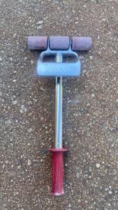 Triple Roller Carpet Seam Roller Tool, Steel Frame, Red Handle, 10" Length (Bay 3)