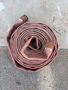 2.5-Inch Fire Hose with Threaded Metal Couplings, Woven Fabric Jacket, Rubber Lining