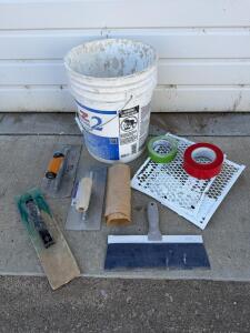 Drywall/Plastering Tool Set with Bucket, Trowels, Taping Knife, and Accessories