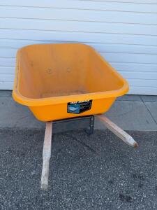 True Temper 6 cu. ft. Dual-Wheel Poly Tray Wheelbarrow, Steel Frame, Hardwood Handles