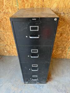Black HON 4-Drawer Vertical Metal File Cabinet with Lock, 52"x15"x25", Letter Size (bay 2)