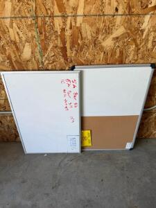 Assorted 36"x24" Whiteboards, Corkboard, Combo & Blue Fabric Bulletin Board, Aluminum Frame (bay 2)