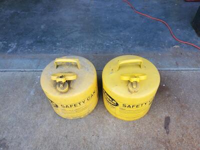(2) Eagle UI50SY 5-Gallon Type I Yellow Steel Safety Can for Diesel