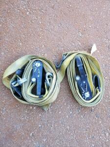 Pair of 2" x 27' Heavy Duty Ratchet Tie Down Straps, Double J-Hook & Flat Hook, 3,300 lb WLL
