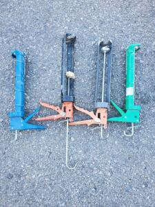 Lot of 4 Ratchet-Style Caulking Guns, Open Frame, Metal, Standard 10 oz Cartridge