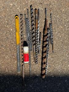 Large Lot of 11 SDS Plus & SDS Max Rotary Hammer Drill Bits, Assorted Sizes, Some Packaged