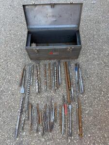 Sears Craftsman Metal Toolbox with 30+ Rotary Hammer Drill Bits, Various Sizes and Types