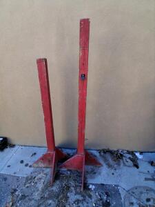 Wooden Upright Barricade Stand Bases, Red, Approx. 48-54 in Height, Pair
