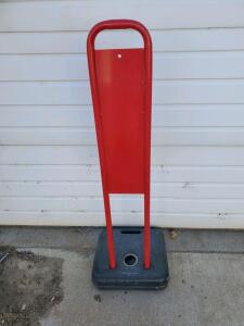 Portable Red Steel Sign Post Stand with Fillable Base, 48" Height, Parking & Traffic Control