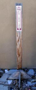 Freestanding Wooden Fire Extinguisher Locator Post with Directional Sign
