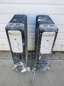 Oil-Filled 1500W Electric Radiator Heater, Manual Controls, 7 Fins, Black, Casters, Set of 2