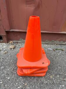 Set of 4 Orange 18-Inch PVC Traffic Safety Cones