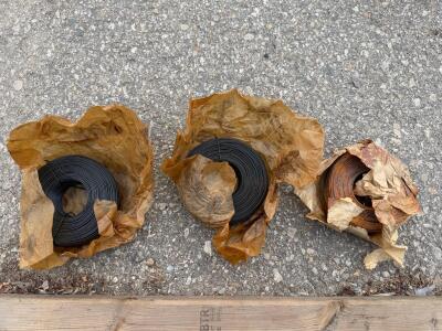 Three Coils of General-Purpose Steel Wire, Approx. 16 AWG, 200 ft Each, 2x Black, 1x Rusted
