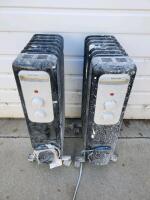 Oil-Filled 1500W Electric Radiator Heater, Manual Controls, 7 Fins, Black, Casters, Set of 2