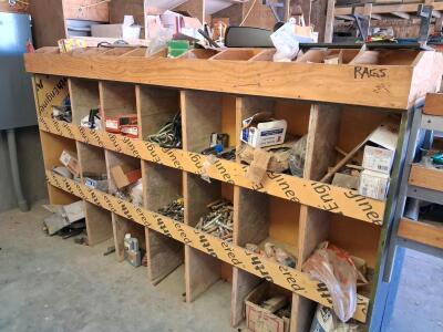 Large Wood Workshop Storage Bin Organizer, 18 Compartments, Assorted Fasteners & Hardware