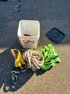Roof Safety Harness Kit &ndash; Green Full Body Harness, 25ft Rope Lifeline, Shock Absorbing Lanyard, Bucket