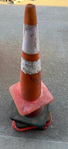 Set of 4 Orange 28" Traffic Safety Cones with Reflective Tape, Heavy Wear