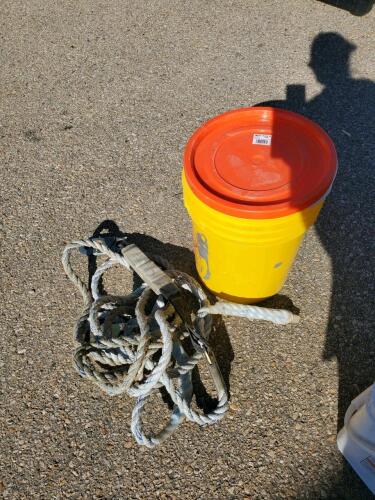 Fall Protection Rope Lifeline/Lanyard Kit with Storage Bucket, 25-50 ft Length, 5/8 inch Diameter