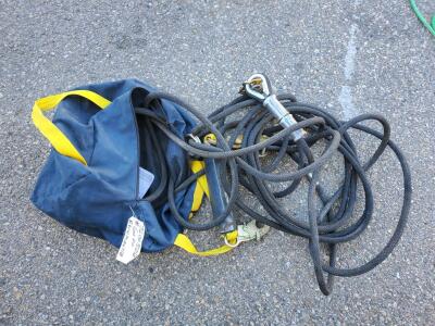 50 ft Kernmantle Fall Protection Lifeline Kit, Snap & Rebar Hook, Carry Bag, Z60506