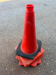 Set of 6 Standard 28-Inch Orange Traffic Cones with Rubber Bases &ndash; Stackable, Durable PVC