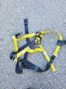 Full-Body Fall Protection Safety Harness, Yellow/Black, D-Ring, Tongue Buckle, 310 lb Capacity