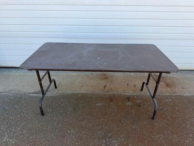 6-Foot Folding Banquet Table, Wood Laminate Top, Metal Folding Legs (bay 2)