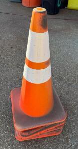28" Orange Traffic Safety Cones with Reflective Collars, Stackable Design, Set of 4