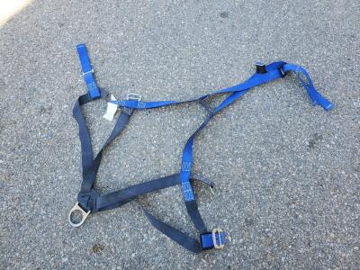 Full-Body Safety Harness, Blue/Black Webbing, Rear D-Ring, Adjustable, 310 lb Capacity