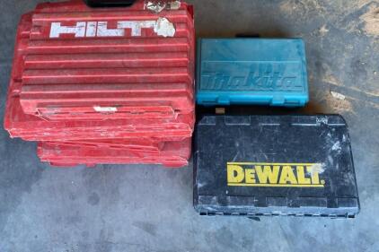 Hilti, Makita & DeWalt Contractor Power Tool Hard Case Kits Lot- All Empty - Bay 1