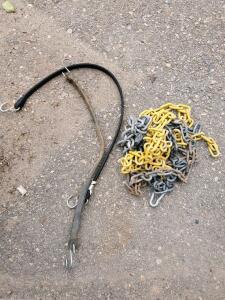 Heavy-Duty Ladder-Style Tire Chains for Light Truck/SUV, Yellow Coated, with Tensioners, Pair