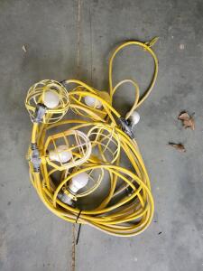 5-Socket 50ft Temporary Job Site String Work Lights with LED Bulbs, 12 AWG Cord, 120V