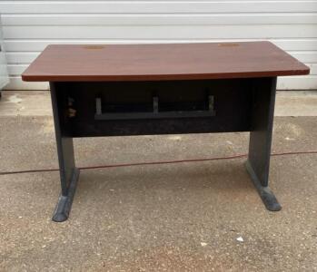 Steel Frame Office Desk, 60"x30", Wood Veneer Top, Cable Management Grommets
