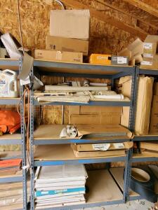 Industrial Steel 4-Shelf Storage Unit, 72"x18"x38" with Building Supplies (Tarkett, Roppe, CIMYONE)