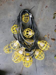 Bayco SL-7408 100' 10-Socket Worksite String Lights with Yellow Plastic Cages