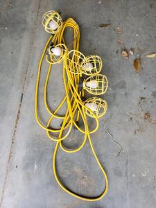 5-Head String Temporary Construction Work Lights, 50 ft Cord, E26 Bulb Sockets, Yellow