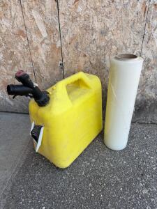 5-Gallon Yellow Plastic Diesel Can with Spout & 18" x 1,500' Clear Stretch Wrap Roll