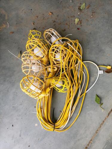 10-Socket 100ft Jobsite Construction String Lights, E26, Grounded Plug, High-Vis Yellow