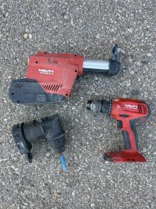Hilti SF 6H-A22 22V Drill, TE-AC D1 Right Angle Adapter, TE DRS-6-A Dust Removal Attachment