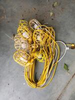 6-Socket Temporary String Work Lights, 50 ft Cord, 150W per Socket, Yellow