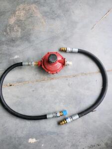 Propane Gas Regulator with Dual 1ft Hoses, Brass Fittings, Outdoor Use