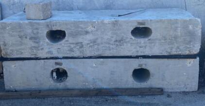 Large Precast Utility Concrete Block, 96"x36"x30", Twin 12" Pass-Through Holes, Reinforced