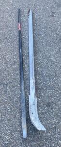 48" ITA Class II Forklift Forks, Hook Style, 4"x1.5" Steel, Pair w/ One Fork Damaged (Bay 2 )
