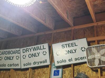 Bilingual Steel/Drywall/Cardboard Only Recycling Signs 24"x18" Metal, Indoor/Outdoor
