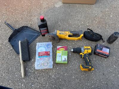 DeWalt DCD771 Drill, 20V Angle Grinder & Husky Kit &ndash; Tool & Accessory Lot Mixed Brands